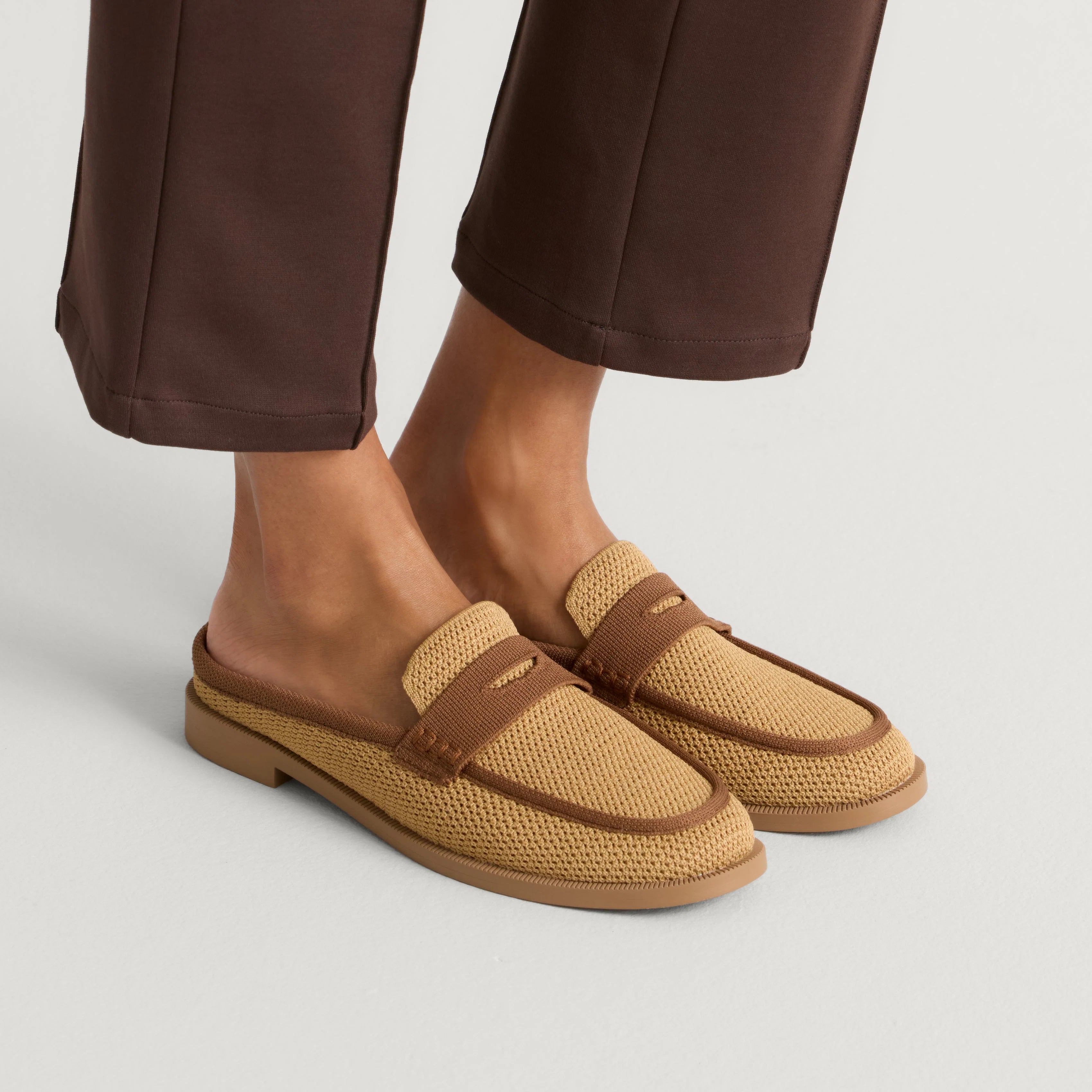 The Penny Loafer Mule - Wheat Raffia-Knit